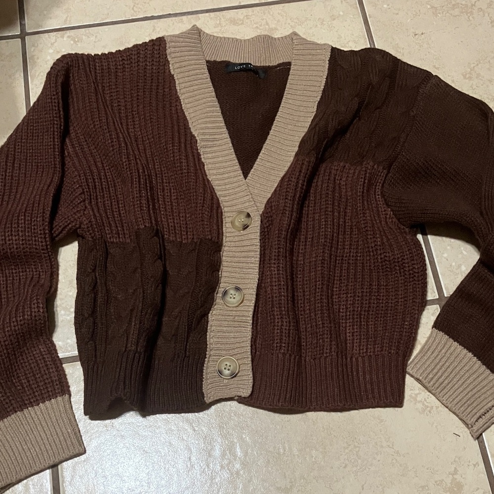 Brown and Tan Women's Sweater